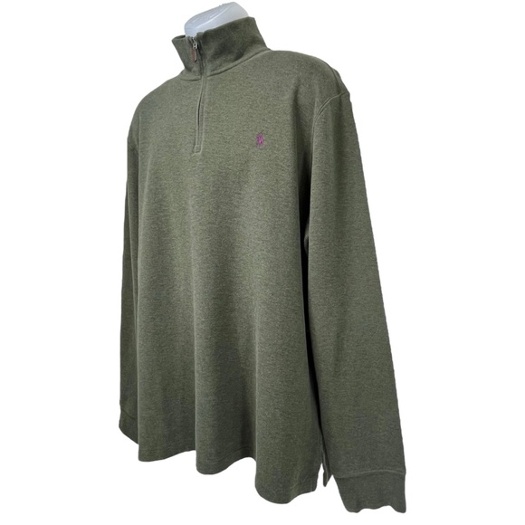 Polo Ralph Lauren Men XL Estate Rib Quarter Zip Classic Green‎ Pullover Sweater - Picture 4 of 9